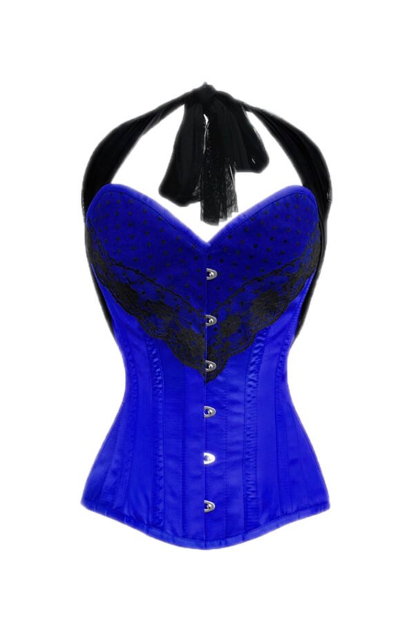 Blue Halter Neck Satin Bustier Gothic Corset Top