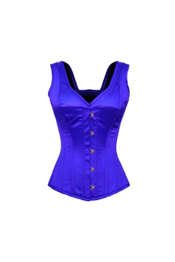 Blue Satin Bustier Gothic Burlesque Corset Top