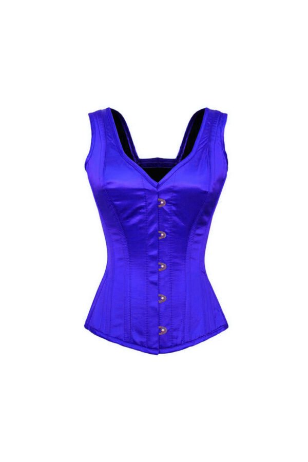 Blue Satin Bustier Gothic Burlesque Corset Top