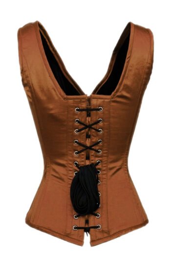 Brown Satin Bustier Gothic Burlesque Corset Top