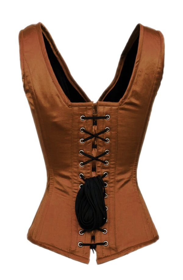 Brown Satin Bustier Gothic Burlesque Corset Top