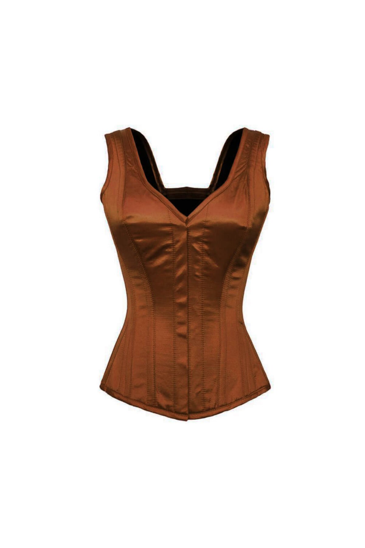 Brown Satin Bustier Gothic Burlesque Corset Top