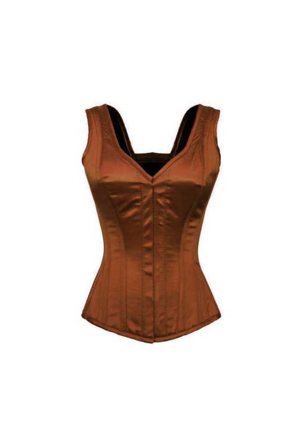 Brown Satin Bustier Gothic Burlesque Corset Top