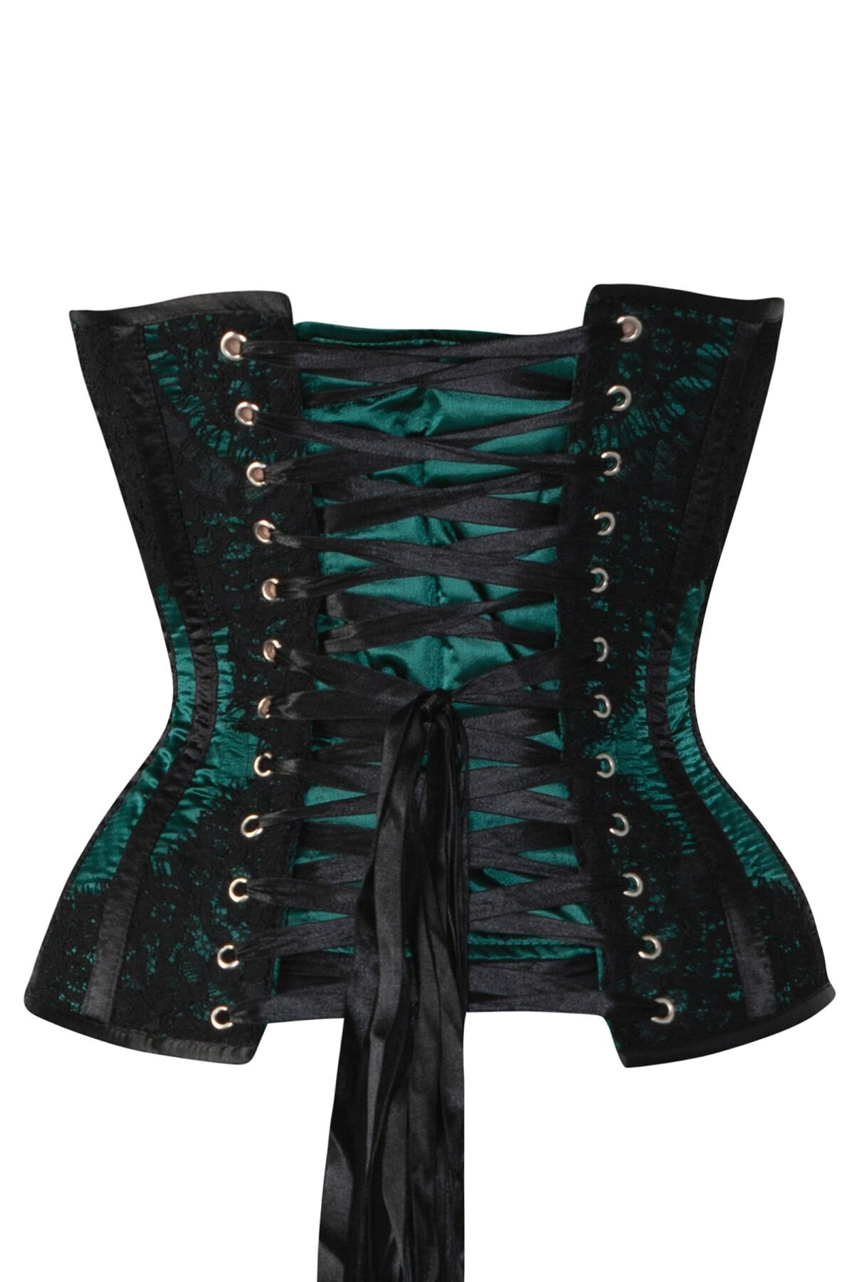 Green Satin Bustier Waist Taming Overbust Waist Cincher
