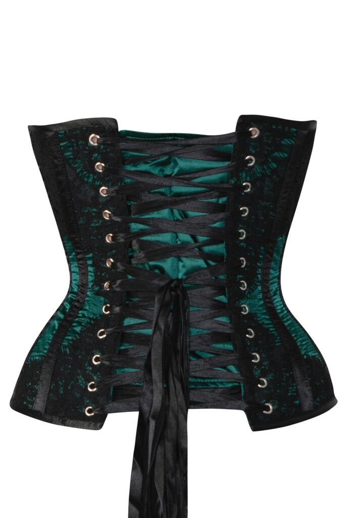 Green Satin Bustier Waist Taming Overbust Waist Cincher