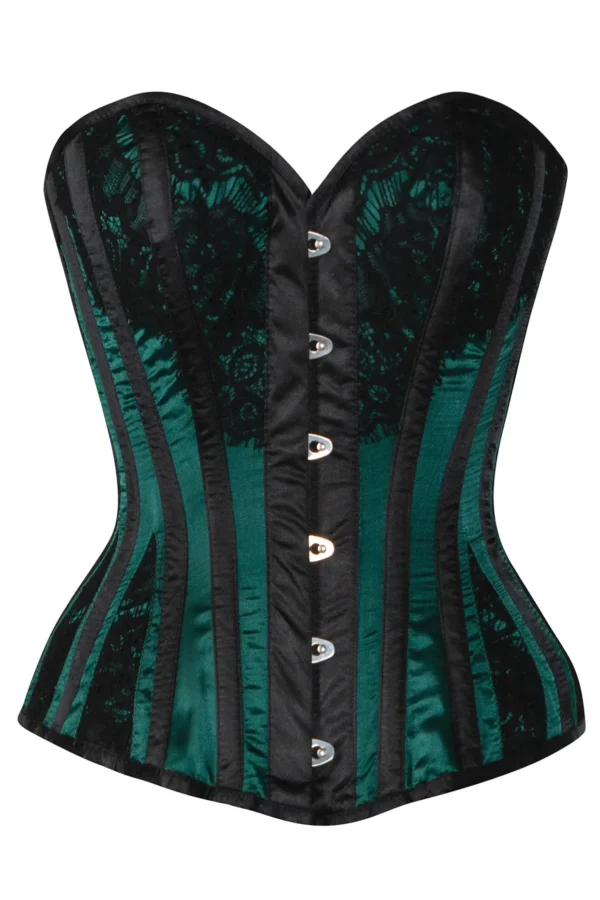 Green Satin Bustier Waist Taming Overbust Waist Cincher