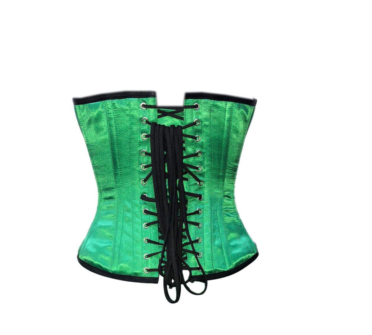Green Satin Bustier Zipper with Bow Costume Waist Training