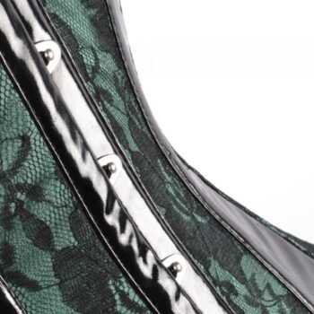 Green Satin Underbust Corset With PVC Trim