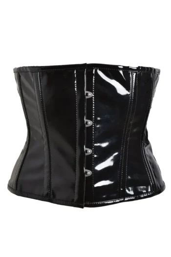 PVC Underbust Waist Corset Black Waspie Short Torso