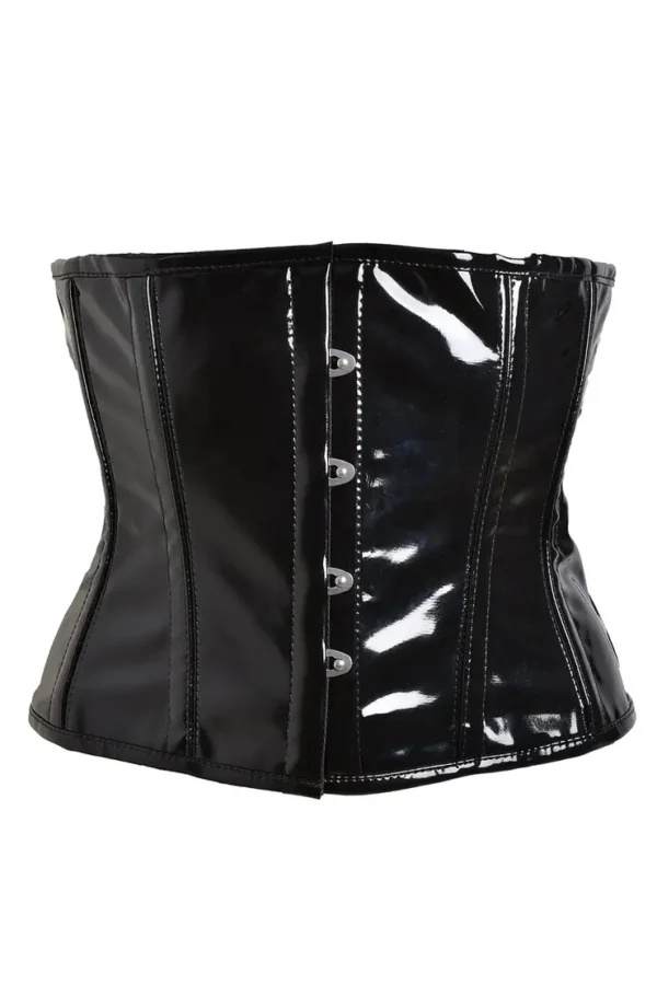 PVC Underbust Waist Corset Black Waspie Short Torso