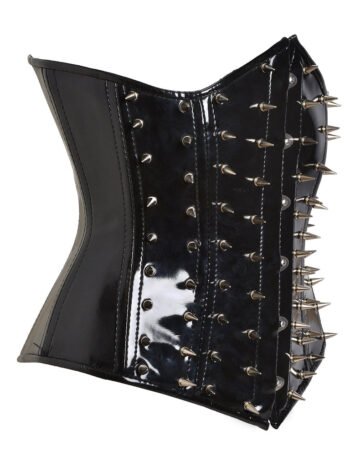 PVC Underbust Waist Corset Gothic Short Torso With Spikes