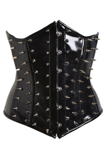 PVC Underbust Waist Corset Gothic Short Torso With Spikes