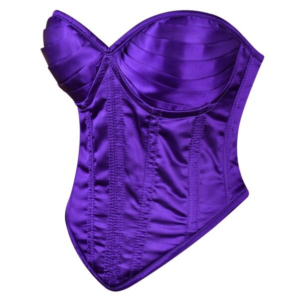 Purple Satin Bustier Steel Boned Overbust Corset Top