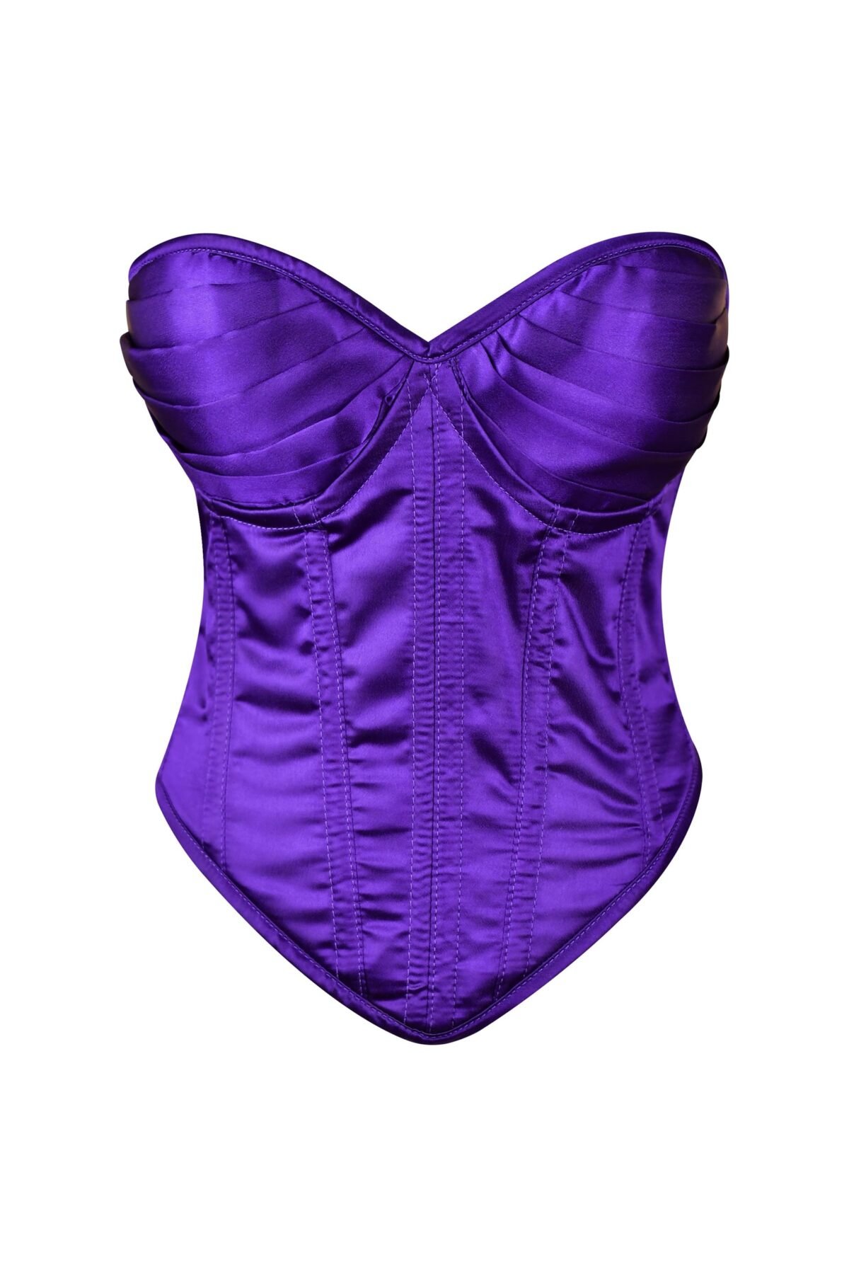 Purple Satin Bustier Steel Boned Overbust Corset Top
