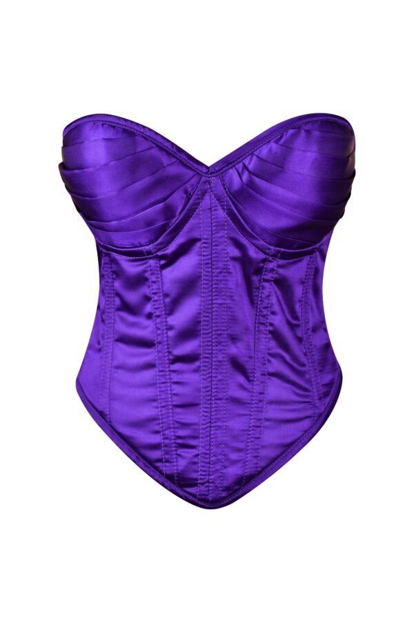 Purple Satin Bustier Steel Boned Overbust Corset Top