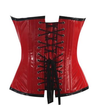 Red PVC Overbust Corset With Steel Bones