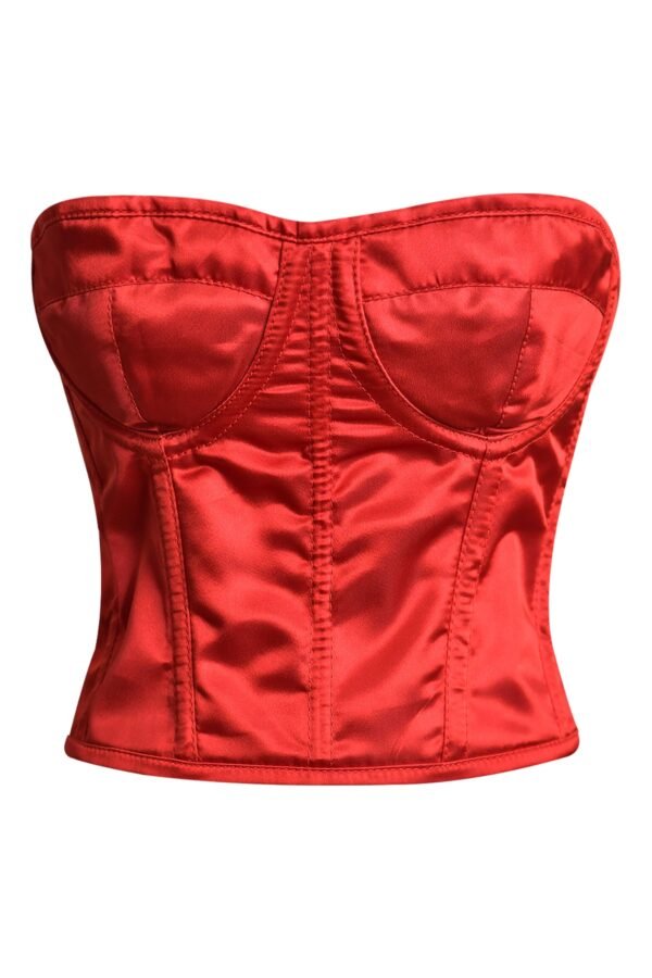 Red Satin Bustier Corset Top