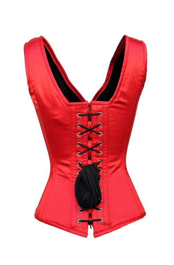 Red Satin Bustier Gothic Burlesque Corset Top