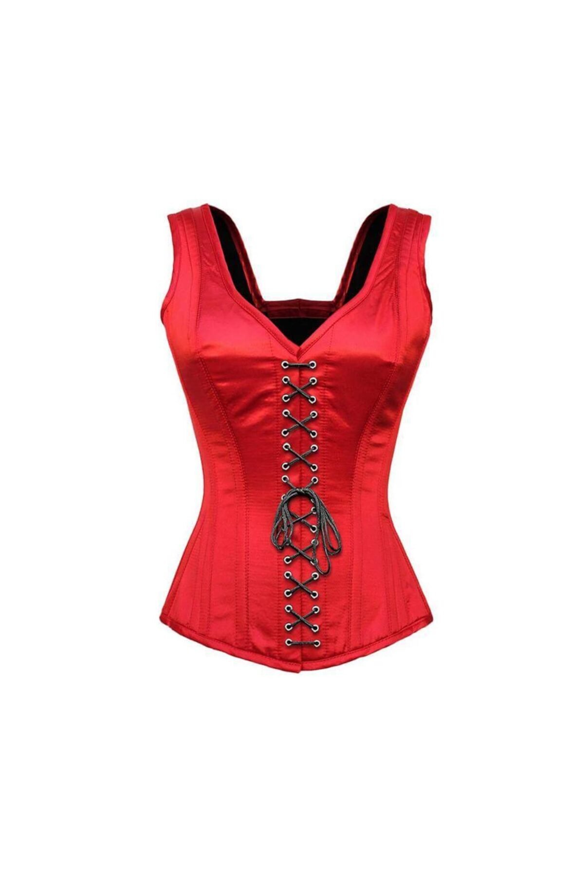 Red Satin Bustier Gothic Burlesque Corset Top