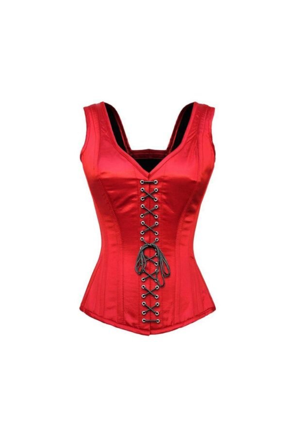 Red Satin Bustier Gothic Burlesque Corset Top