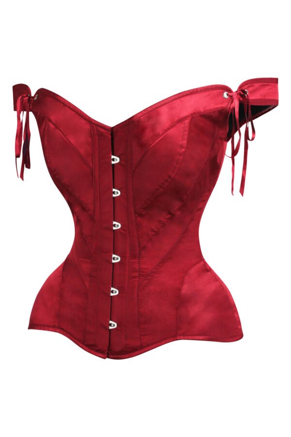 Red Satin Bustier Sleeved Corset Top