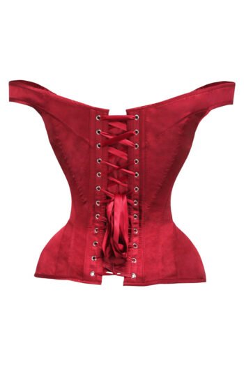 Red Satin Bustier Sleeved Corset Top