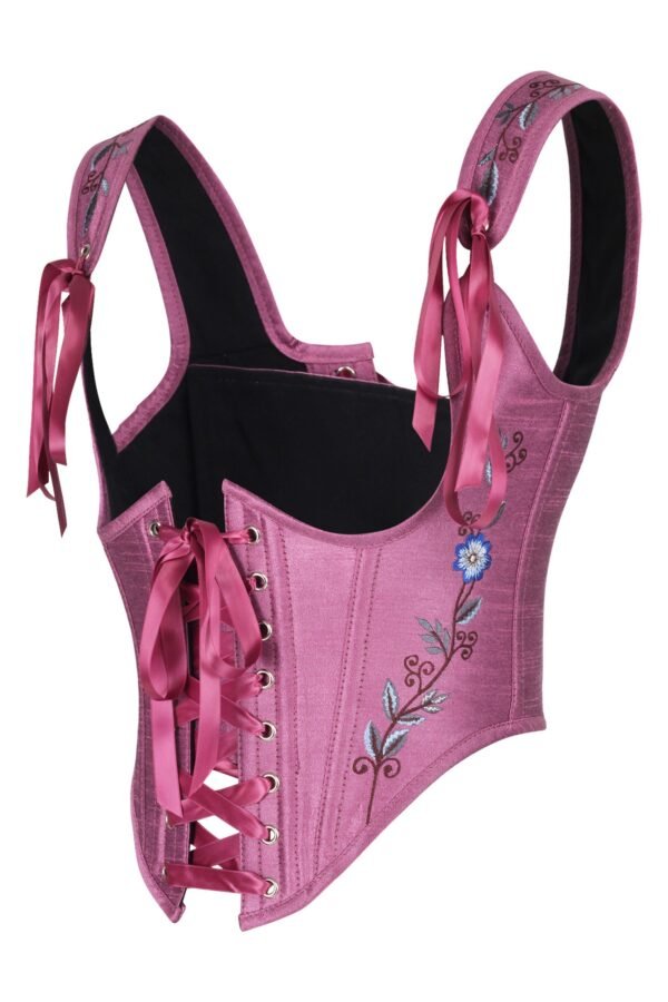 Satin Bustier Bodice Corset Top Rose Lace Up