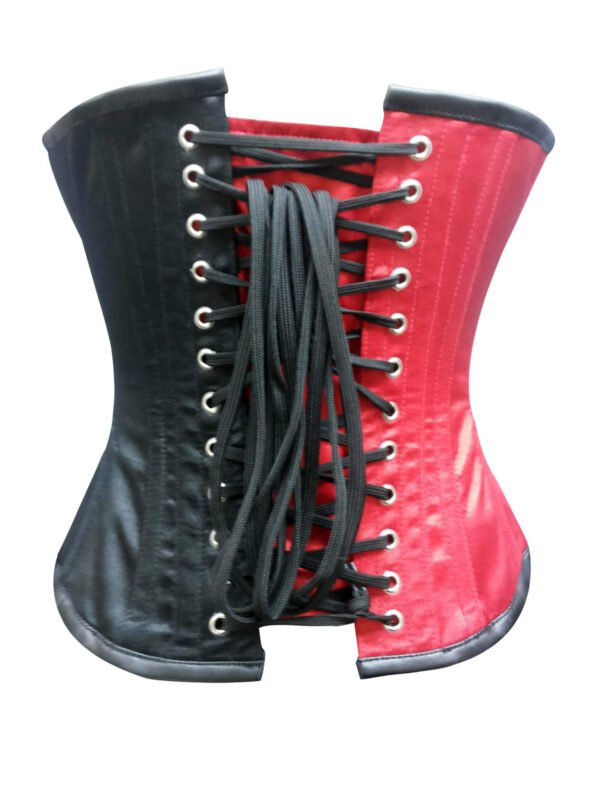 Satin Bustier Leather Belt Gothic Waist Training Overbust Corset
