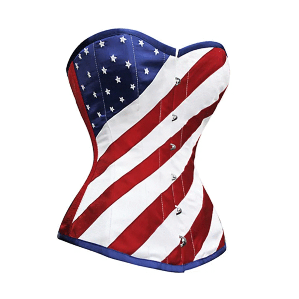 USA Flag Satin Bustier Overbust Corset Top