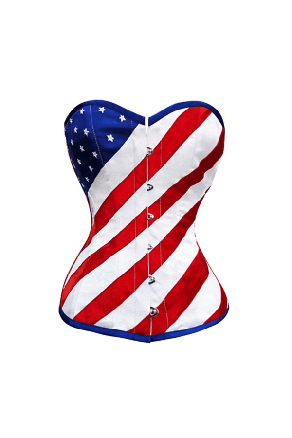 USA Flag Satin Bustier Overbust Corset Top