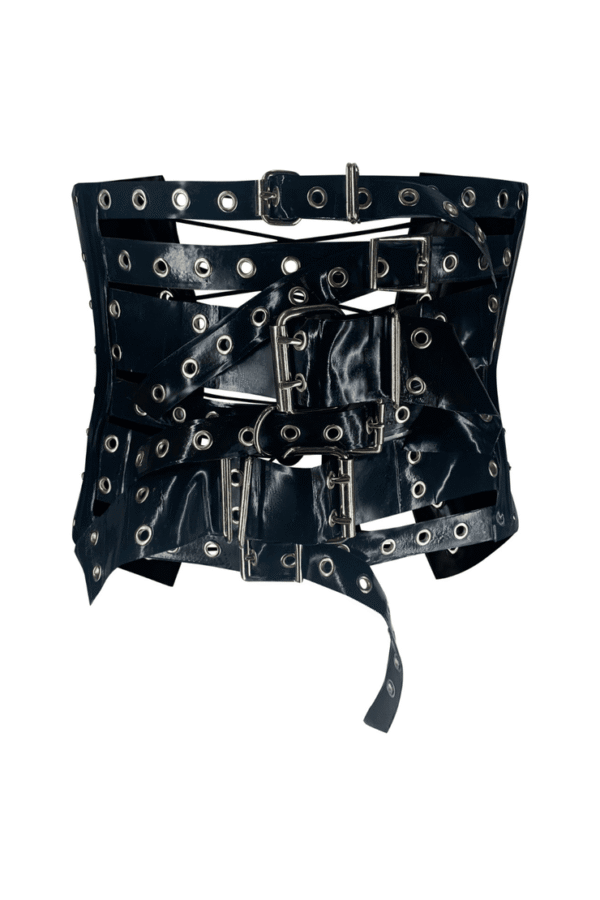 Underbust Gothic PVC Corset Belt With Buckles