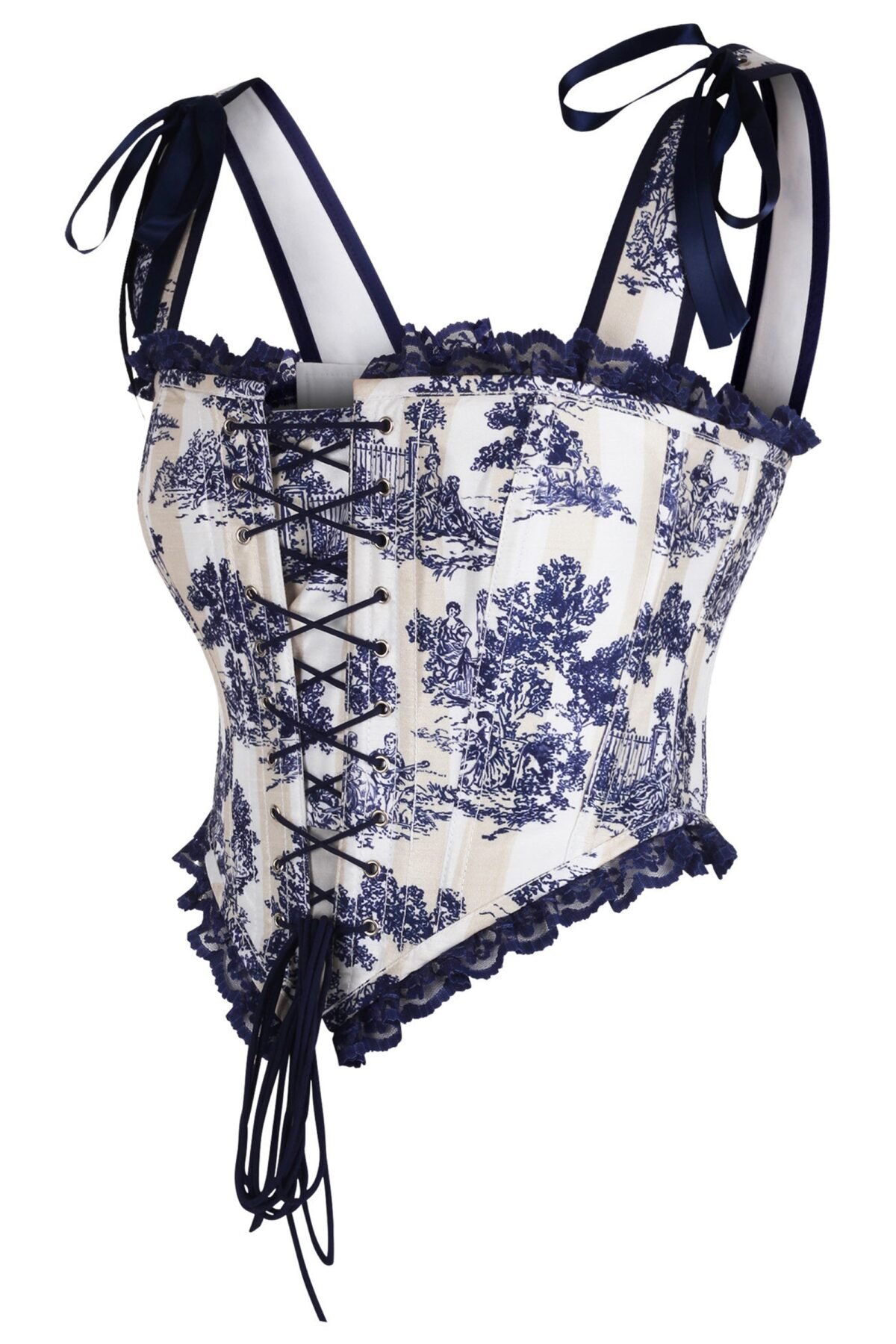 Vintage Victorian Blue Satin Bustier Corset Top