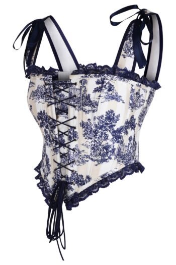 Vintage Victorian Blue Satin Bustier Corset Top