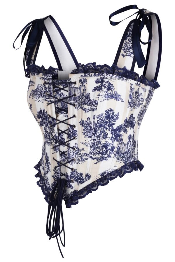 Vintage Victorian Blue Satin Bustier Corset Top