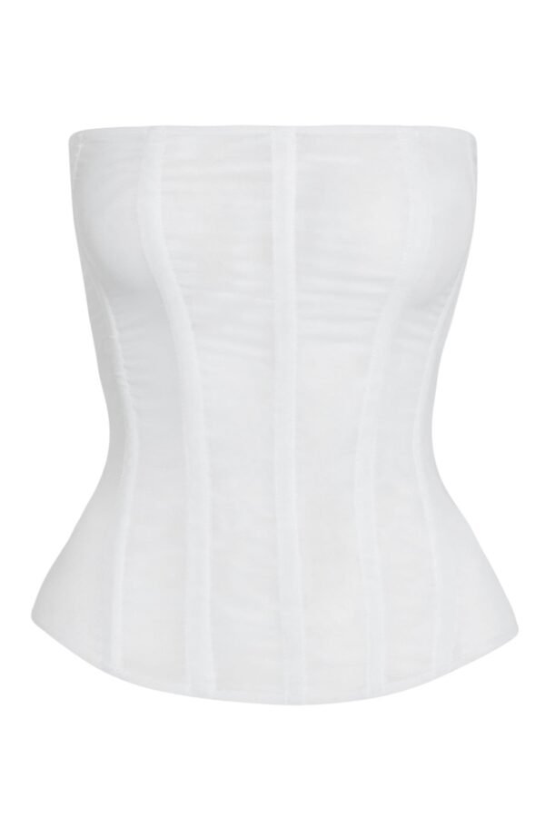 White Mesh Fabric Overbust Corset Top