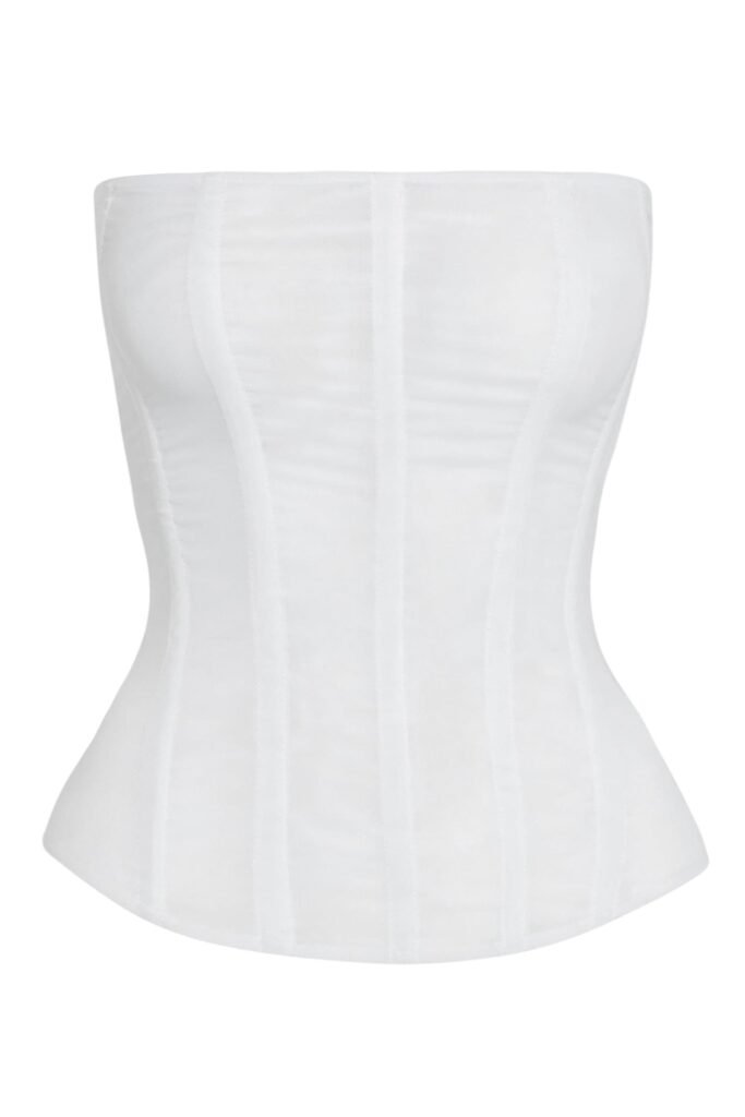 White Mesh Fabric Overbust Corset Top