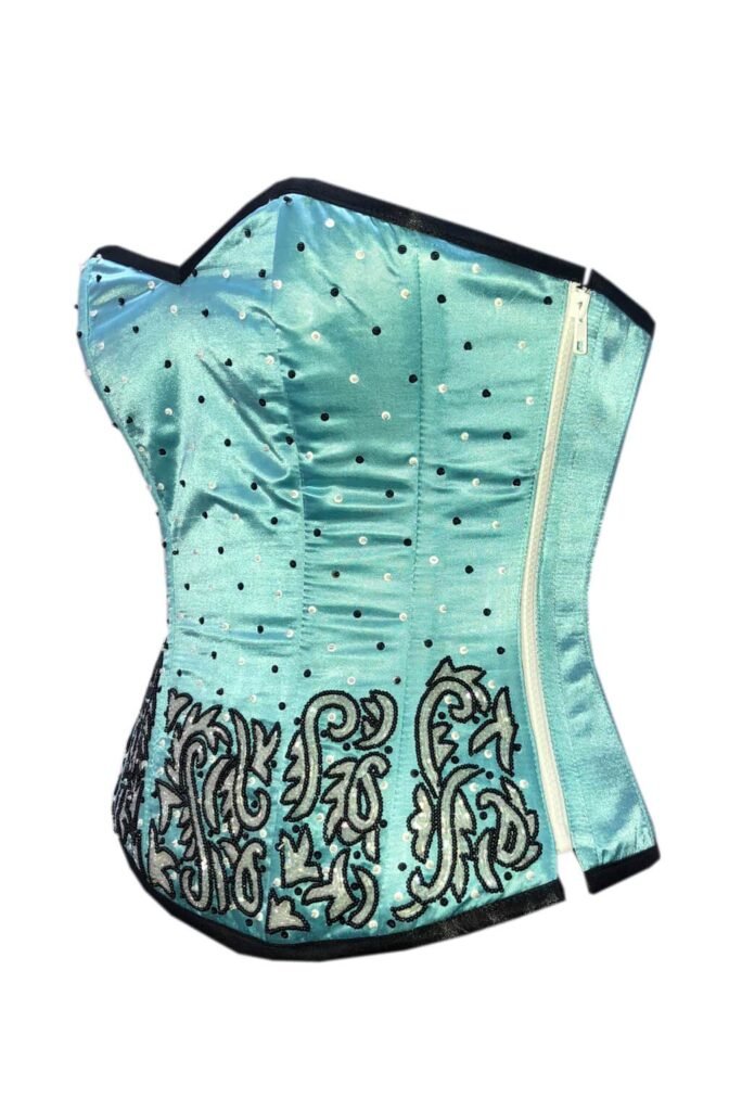 Zipper Handmade Satin Bustier Sequins Gothic Corset Top