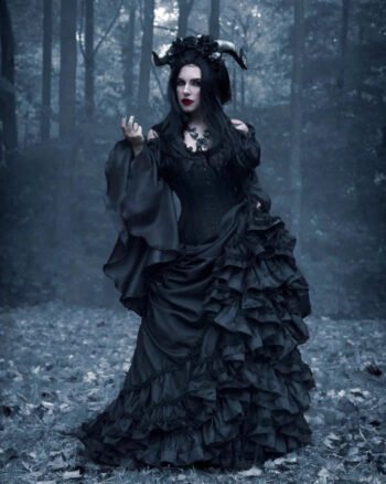 Black Gothic Skirt Witch Corset and Cosplay Costume