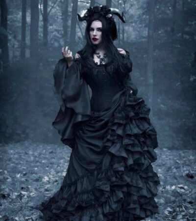 Black Gothic Skirt Witch Corset and Cosplay Costume