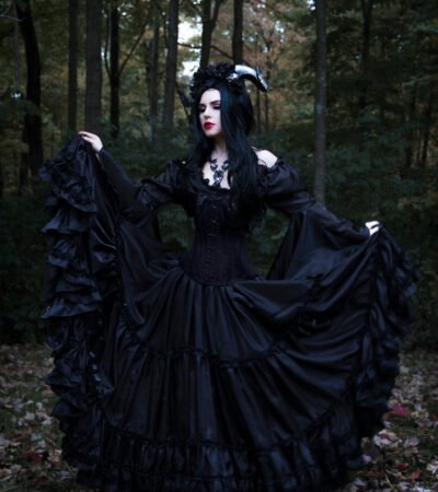 Black Gothic Skirt Witch Corset and Cosplay Costume