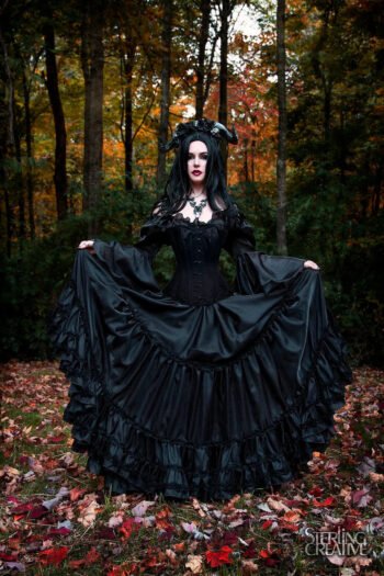 Black Gothic Skirt Witch Corset and Cosplay Costume