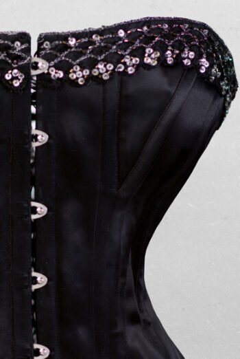 Black Gothic Steel Boned Overbust Witch Hourglass Corset