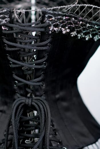 Black Gothic Steel Boned Overbust Witch Hourglass Corset