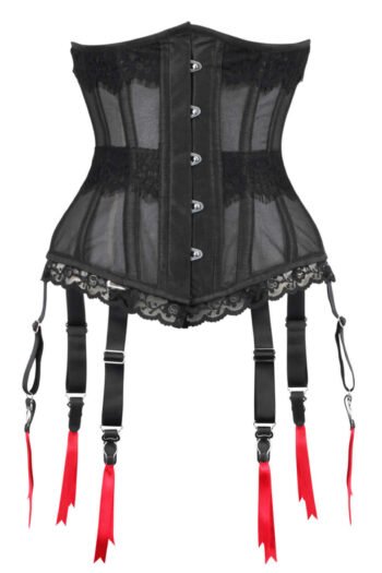 Black Mesh Waist Trainer Half Corset With Suspender Clips