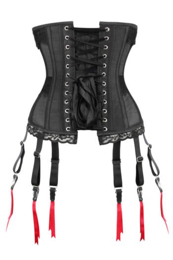 Black Mesh Waist Trainer Half Corset With Suspender Clips