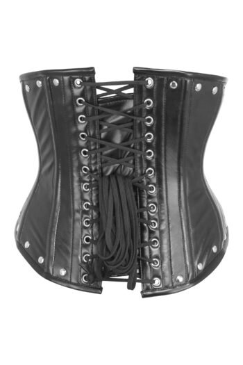 Black PVC Fetish Half Corset With Zip Front