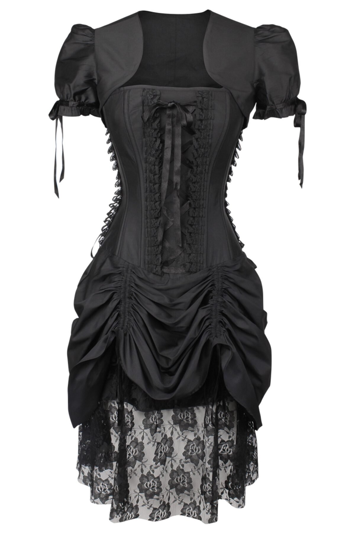 Black Witch Corset Dress With Bolero For Halloween