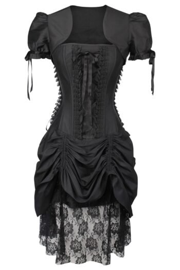 Black Witch Corset Dress With Bolero For Halloween