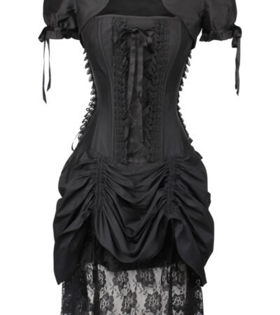 Black Witch Corset Dress With Bolero For Halloween