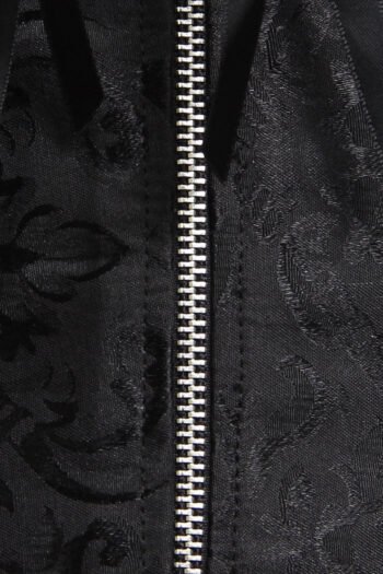 Black Zip Jacquard Gothic Steel Boned Overbust Corset